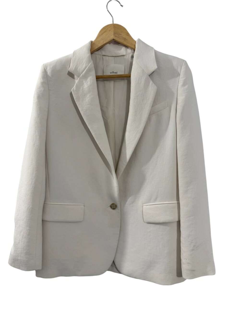 Aritzia Wilfred Generation Blazer XS Cream Single Breasted Crepe